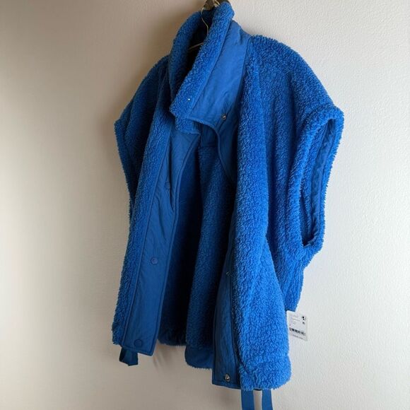 NWT Free People Movement Scout It Out Fleece Vest • Oversized• Side Bows • Blue - Picture 9 of 16
